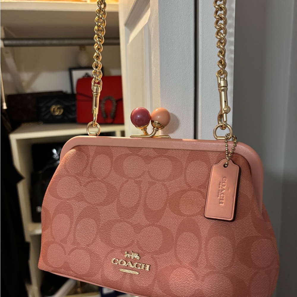 Coach Pink & Gold Nora Crossbody with Signature Monogram